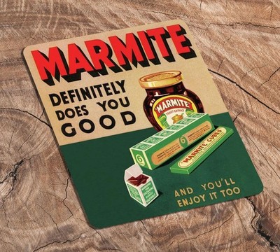 Marmite Metall Werbeschild - tut definitiv gut