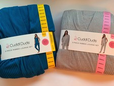 NEW Cuddl Duds 3 Piece Ribbed Lounge Set Womens S,M,L Super Soft Cozy Gray Blue