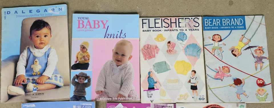 Lot Dale Of Norway Knitting For Baby Dress Sweater Hat Booties Romper Pants Knit - Image 4 of 4