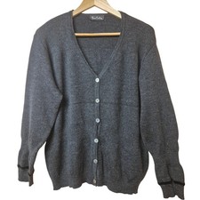 Pierre Cardin Women's Cardigan Size UK 14 Grey 100% Merino Wool Button Front