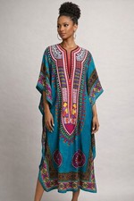 Sante Classics Women's Kaftan African Style Print One Size Loose Fit Dress