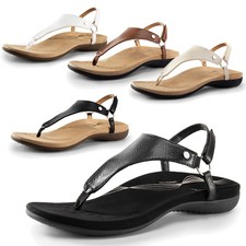 Women Arch Support Flat Sandals Soft Cushion Summer T-Strap Thong Sandals NEW