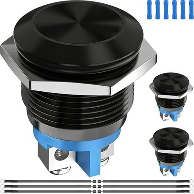 3 Stück 22 mm Tastschalter 2A 12V 24V 36VDC / 110V 220VAC 1NO SPST 2