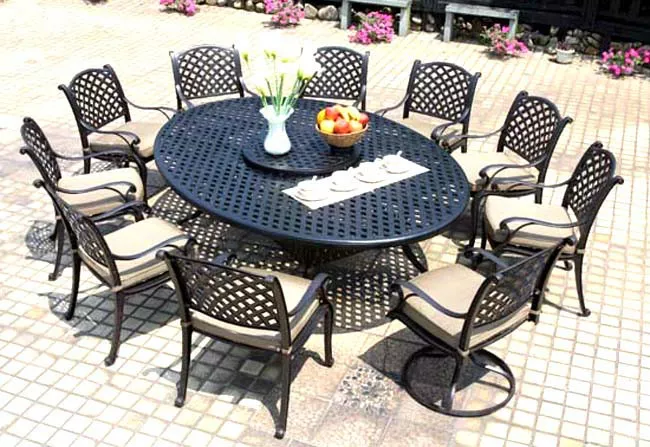 12 piece outdoor dining set Nassau cast Aluminum patio all weather furniture