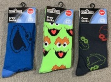 Sesame Street Crew Socks   Elmo  Cookie Monster   Unisex 6-13   Novelty   NEW