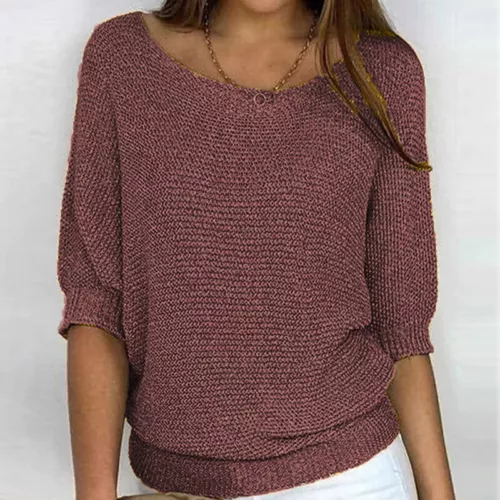Damen Pullover Oberteile Einfarbig Pulli Frauen Locker - Bild 23 von 46