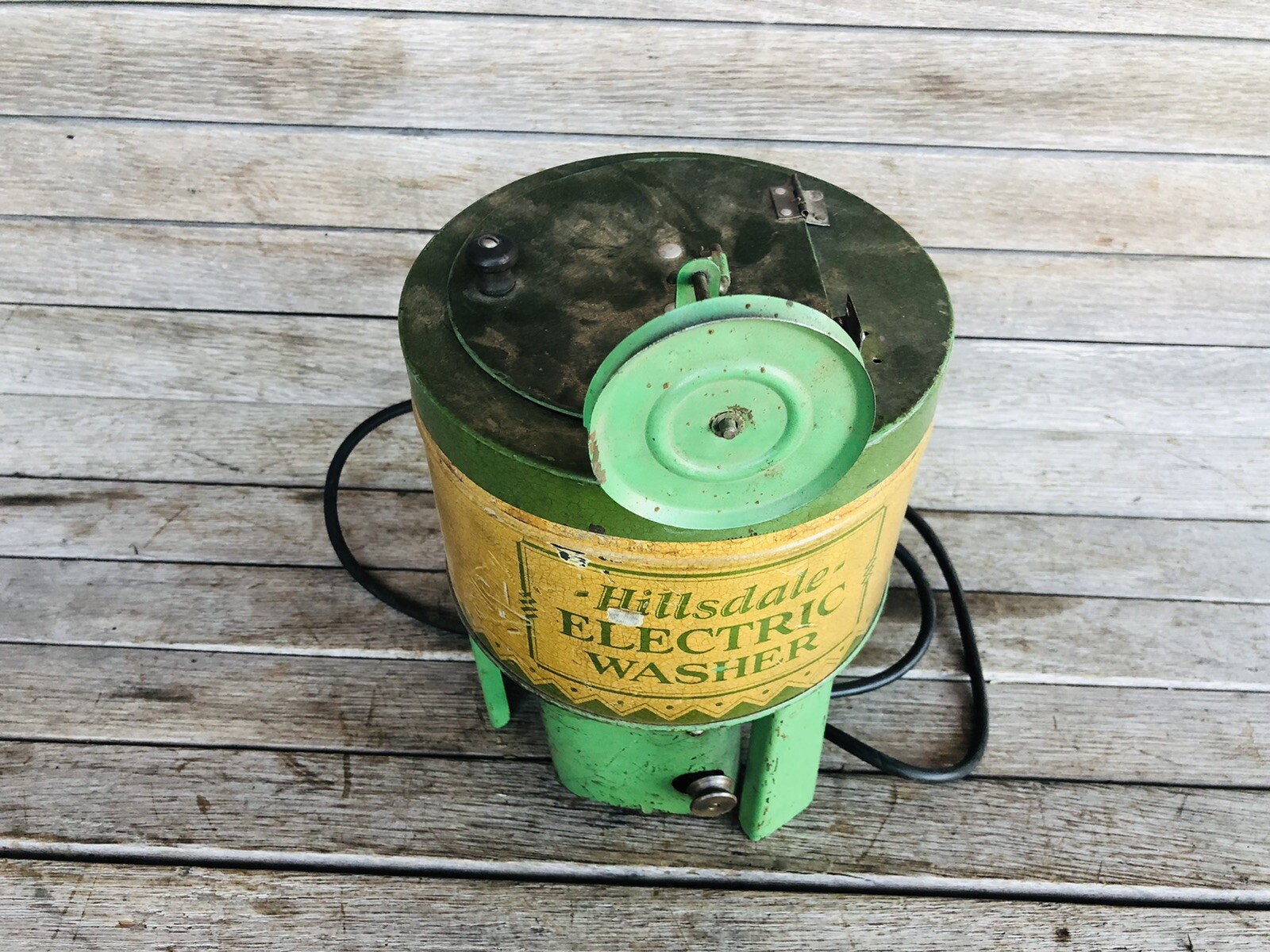 Vintage Hillsdale Electric Washer Tin Lithograph Toy Washing Machine eBay