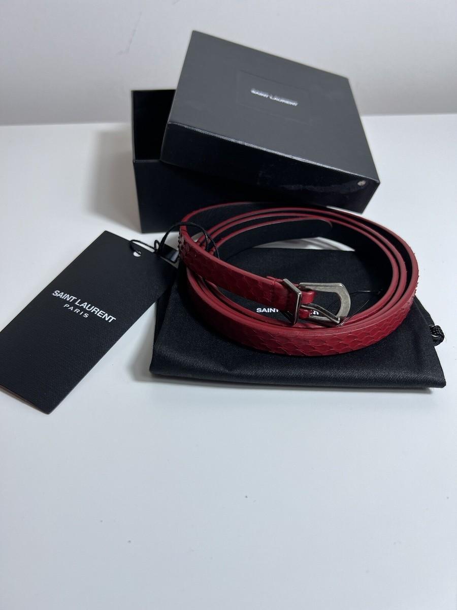 Red YSL python snakeskin belt - small Velvetcrow Red Python Snake Belt 1.25 main image 3