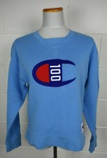 Champion 100 Womens Blue Crewneck Sweatshirt Cotton Blend M