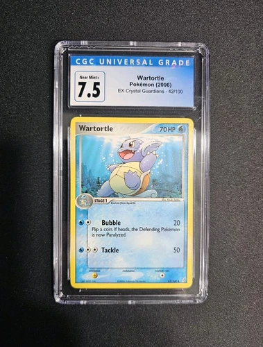 Wartortle EX Crystal Guardians 42/100 Uncommon Pokemon Card Slab - Blue CGC 7.5