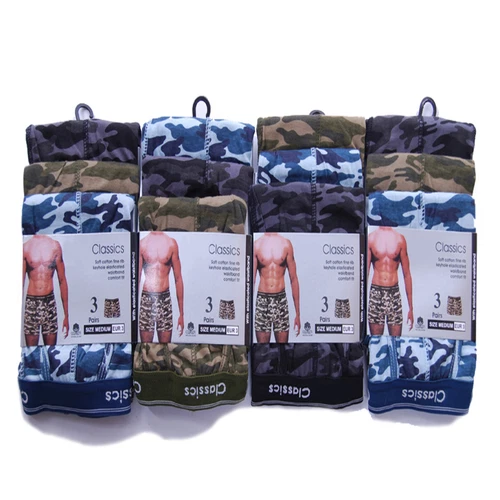 6 Pairs Men's Camo Boxer Shorts Underwear, Army Cotton Rich Boxers, S M L XL XXL