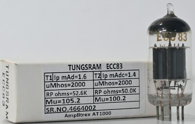 ECC83 12AX7 Tungsram disc getter welded plate rare Amplitex AT1000