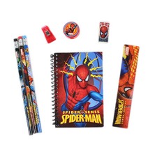 New Marvel Spider-Man Red Pencils Note-Pad Eraser Sharpener Ruler Stationery