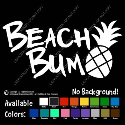 Beach Bum Pineapple Life Decal Sticker Tropical Salt Ocean Window Sticker Car