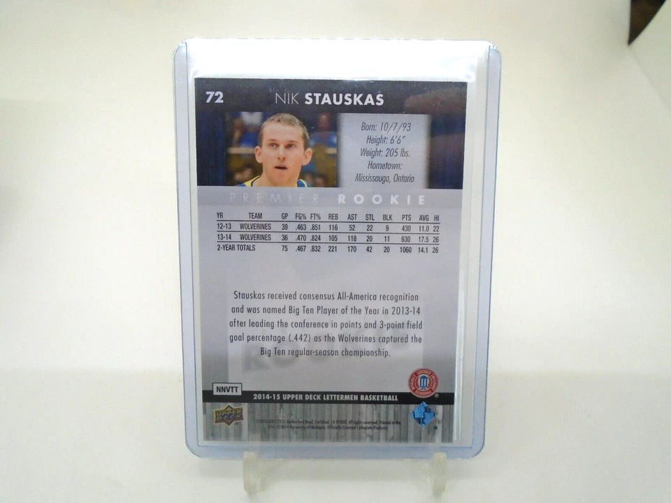 2014-15 UPPER DECK LETTERMEN PREMIER ROOKIE #72 NIK STAUSKAS RC /999 - Image 4 of 4