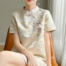 Summer New Stand Up Collar Chinese Style Dress Women's Cheongsam Slimming Dress