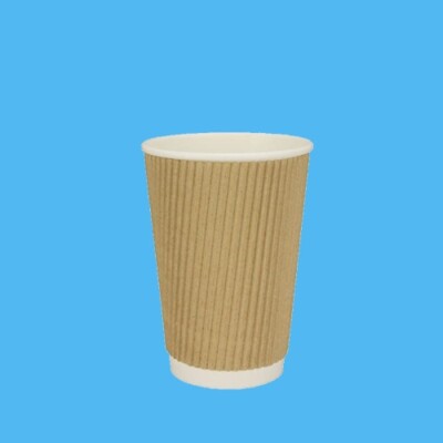 500 Coffee to go Thermo Riffel Kaffeebecher braun Recycling+PE 8oz/12oz wählbar