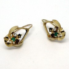 14k Yellow Gold 4 Colored Cubic Zirconia Stones Dangle/Drop Earrings