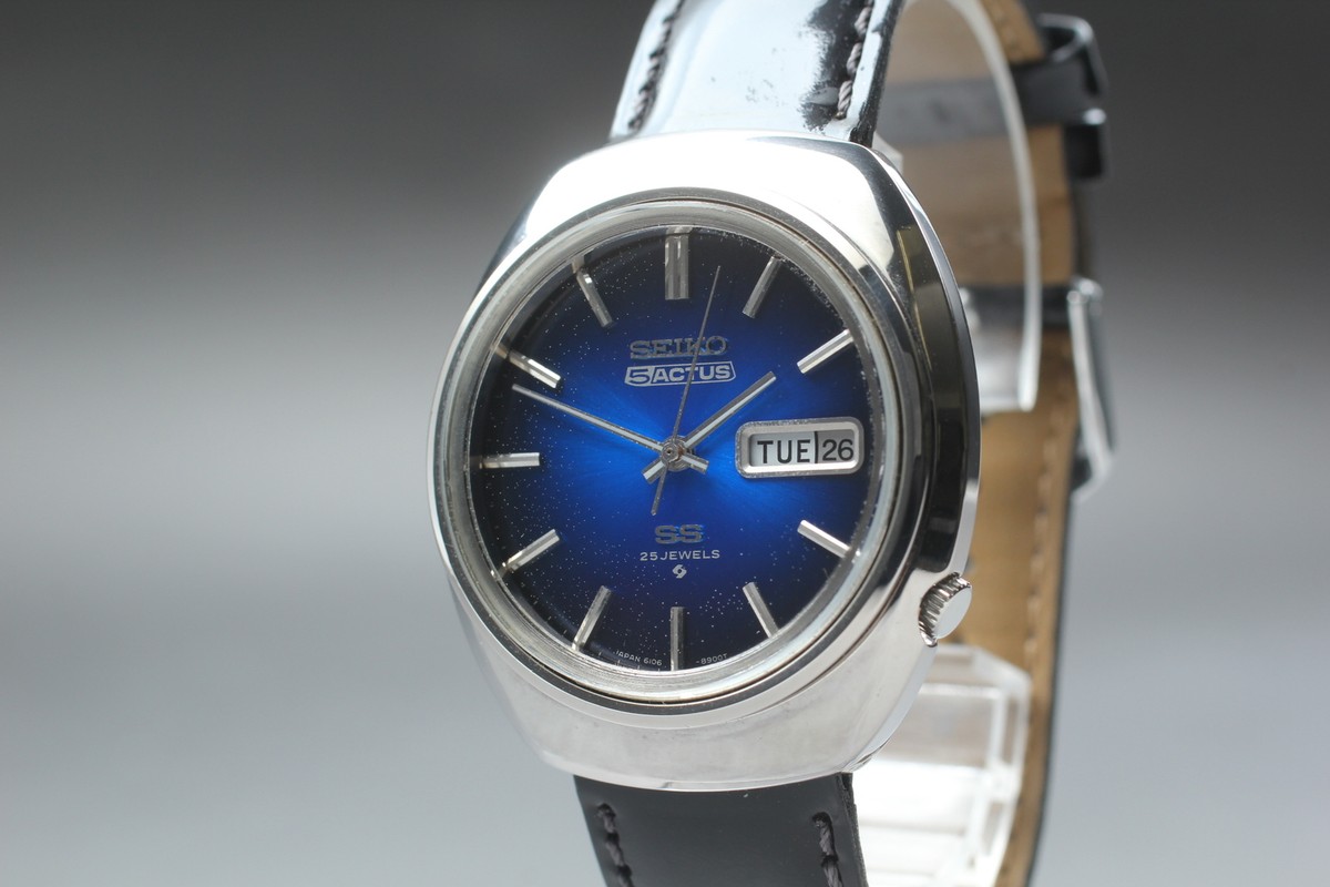As is] Vintage 1973 Seiko 5 ACTUS SS 6106-7590 Blue Dial AT