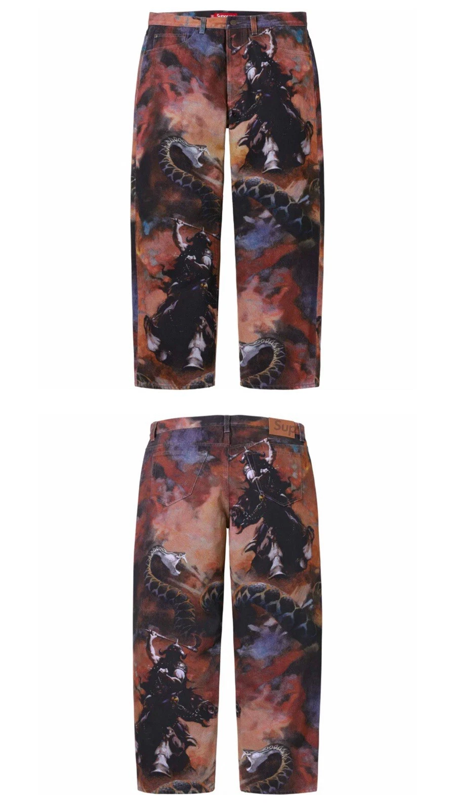 Jean en jean multicolore Supreme FW24 Frank Frazetta coupe ample taille 34