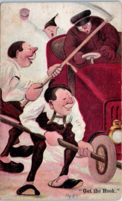 ''Get the Hook'' automobile comic art - Postcard