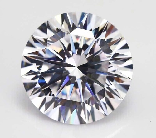 Faceted Cut Loose Gemstone Certified Natural Round White Cubic Zircon 6.80 Ct - Picture 2 of 5