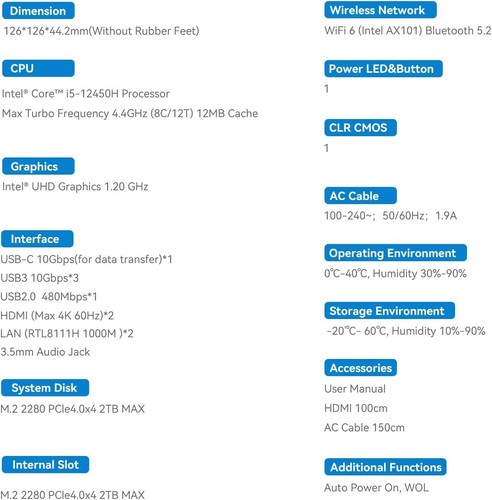 Beelink EQi12 Mini PC, i5-12450H 10-Core 16-Thread up to 4.40GHz, 24GB RAM 500GB - 第 7/15 張圖片
