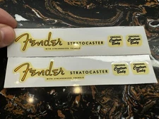 2Pcs Headstock Vinyl UV RAISED Decal Sticker For Fender STRATOCASTER Guitar Bass