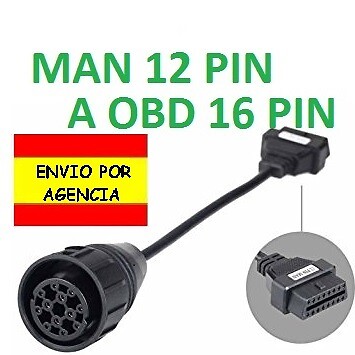 Adaptador Camión Man 12 Pin a OBD2 16 PIN diagnosis diagnostico OBD Conector |