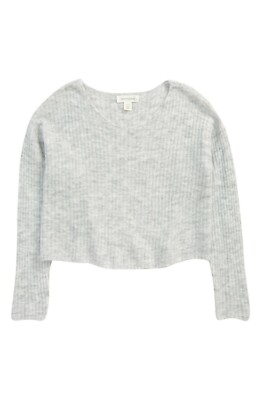 TREASURE & BOND Light Grey Heather Boxy Ribbed Knit Sweater Top XL 14/16 NEW