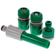 4pc Hose Pipe Water Spray Nozzle Gun Set Tap Fitting Hosepipe Attachment Garden