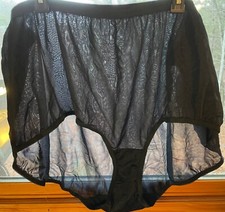 Vtg COMFORT CHOICE Shiny Sheer Nylon Mushroom Gusset Plus Sz 14 Black Panties