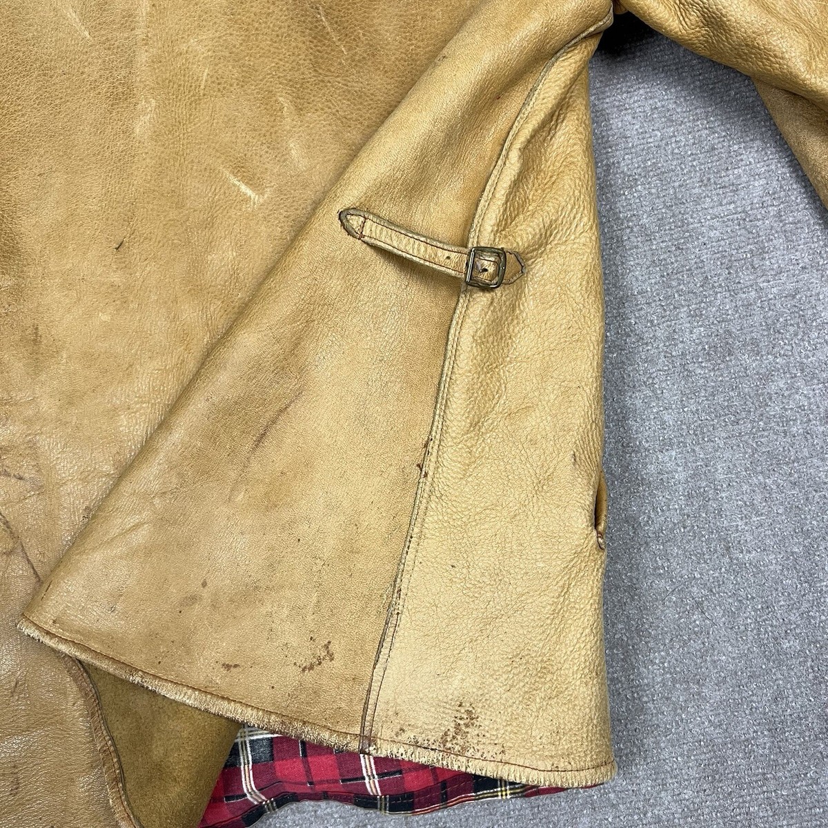 Vintage 30s 40s Horsehide Leather Jacket Mens Medium Flannel Lined 