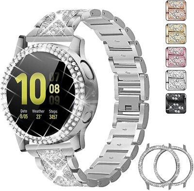 For Samsung Galaxy Watch Active 40/44mm Bling Watch Band Strap+Diamond PC  Case