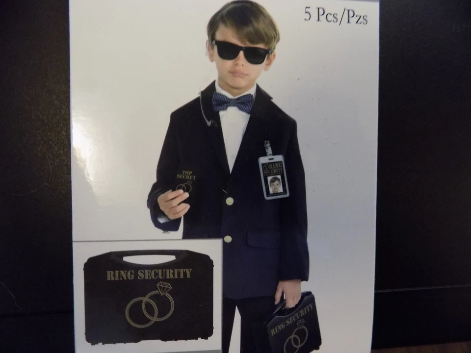 Adorable kit de seguridad para portador de anillos de boda 5 piezas gafas de sol insignia de identificación estuche de auriculares Foto 3 de 4