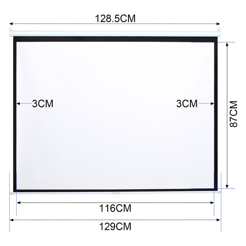 60-100 Inch Manual Pull Down Wall Mounted Projector Screen Matt White Home Movie - Picture 8 of 12