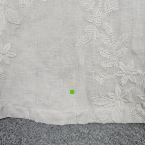 Zara Womens Shift Dress Small White Linen Embroidered Crew Neck Short Sleeve Zip - Picture 19 of 19
