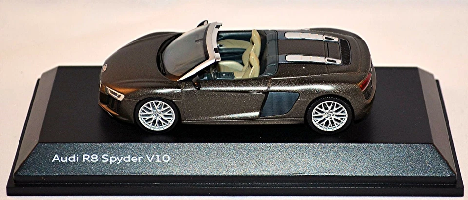 Audi R8 Spyder V10 Tipo 4S 2015-18 Argus Marrone Opaco Metallo 1:43 Herpa - Immagine 4 di 4