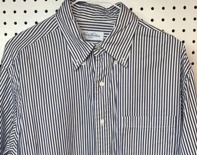 BrooksBrothers makers 白 USA BrooksBrothers Makers White w Blue Stripes Button Up Long Sleeve