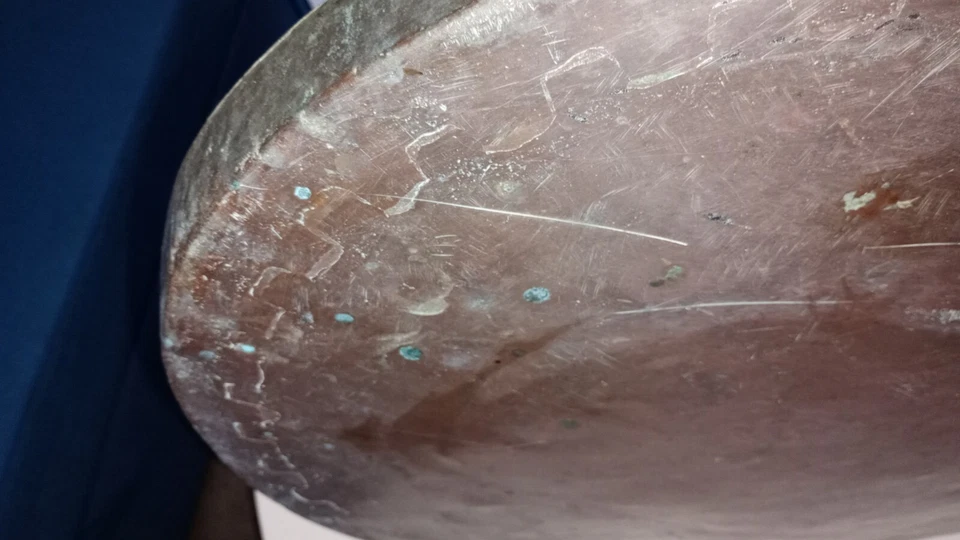 Grand  Entonnoir ancien cuivre massif pour fut de cognac.déco ancienne. - Photo 4/4