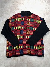 RARE Vintage 80s ESPRIT Knit Sweater Abstract Geometric Colorblock Women's M