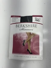 Berkshire Shimmers Black Ultra Sheer Control Top Pantyhose Womens Size Queen