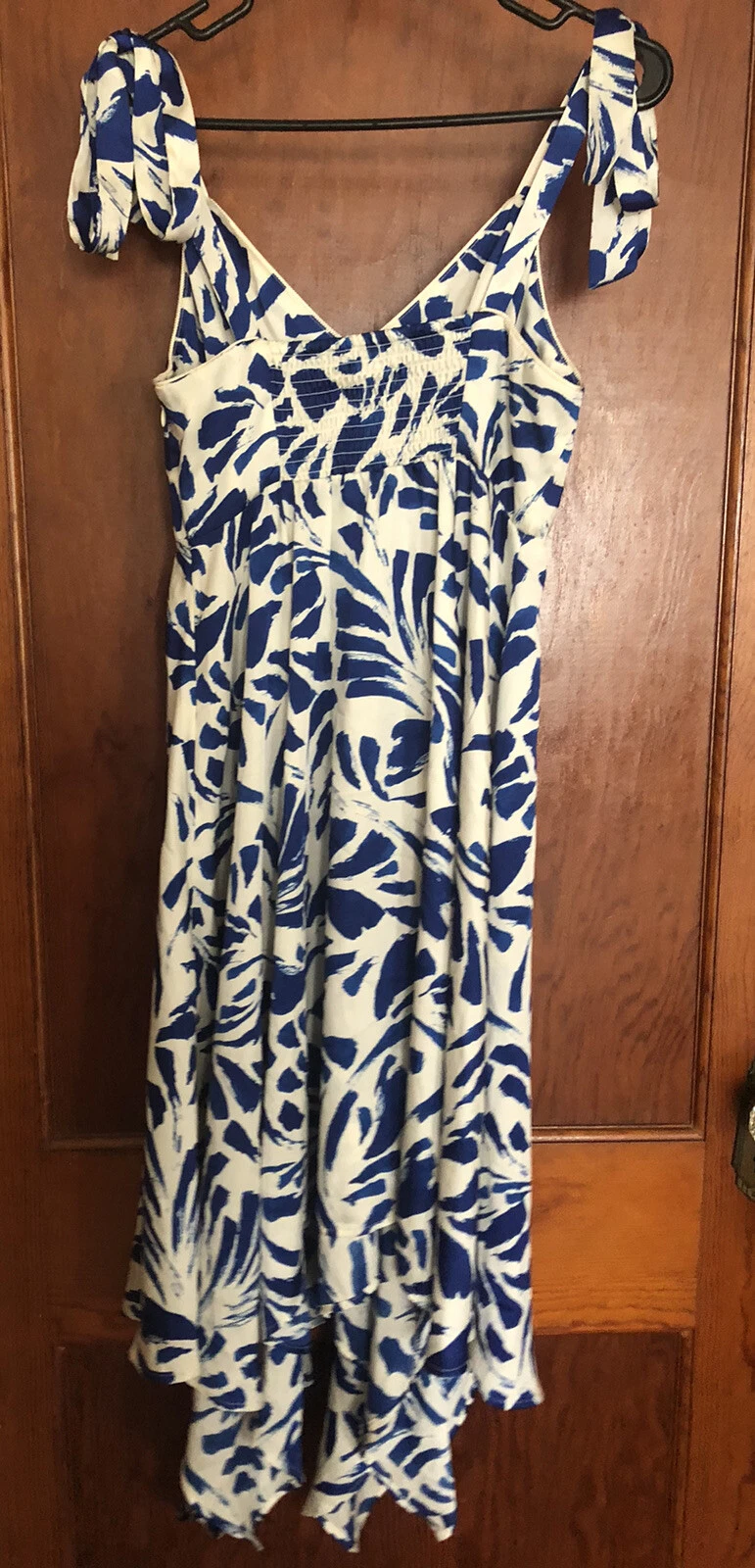 OFF WHITE Alexis XS orlo fazzoletto botanico scollo a V blu bianco sporco