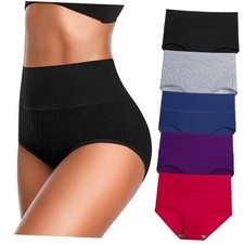 Women's High Waist Cotton Underwear Super Stretchy X-Large-XX-Large Dark-5pack