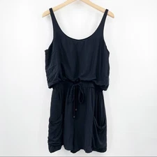 BCBGENERATION Romper Size Medium Black Tie Waist Summer Casual Comfy Lounge