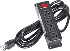 Mountable Power Strip with 4 Outlet, Wall Mount under Desk Power Strip with 10Ft