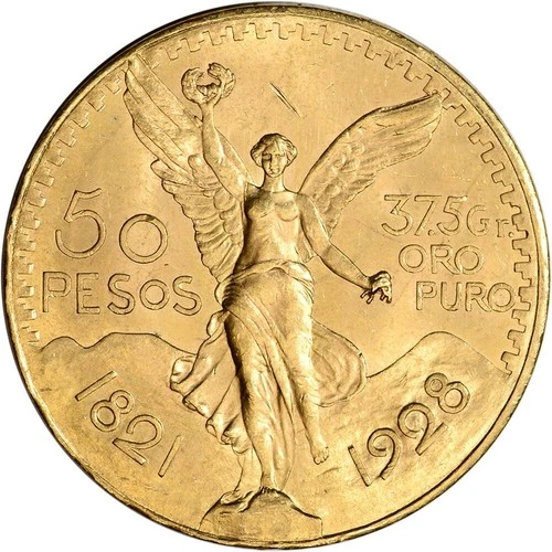 Photo of a 1928 Mexico 50 Pesos Gold from an eBay listing that sold on Jul 15, 2026