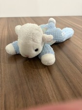 VTG Eden White Baby Lamb Blue Terry Cloth Waffle Weave Thermal 11 Plush Floppy
