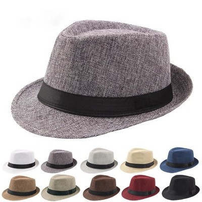 Unisex Stroh Fedora Hut breite Krempe Sommer Panama Sonne Strand Jazz Trilby Cap