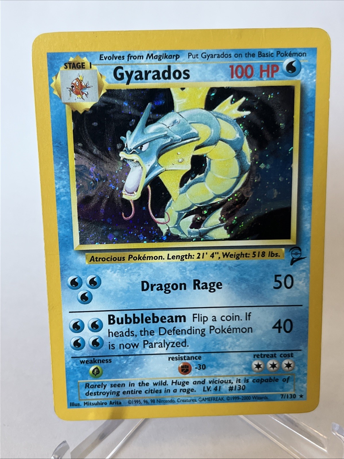Pokémon TCG Gyarados Base Set 2 7/130 Holo Rare Vintage WOTC MP